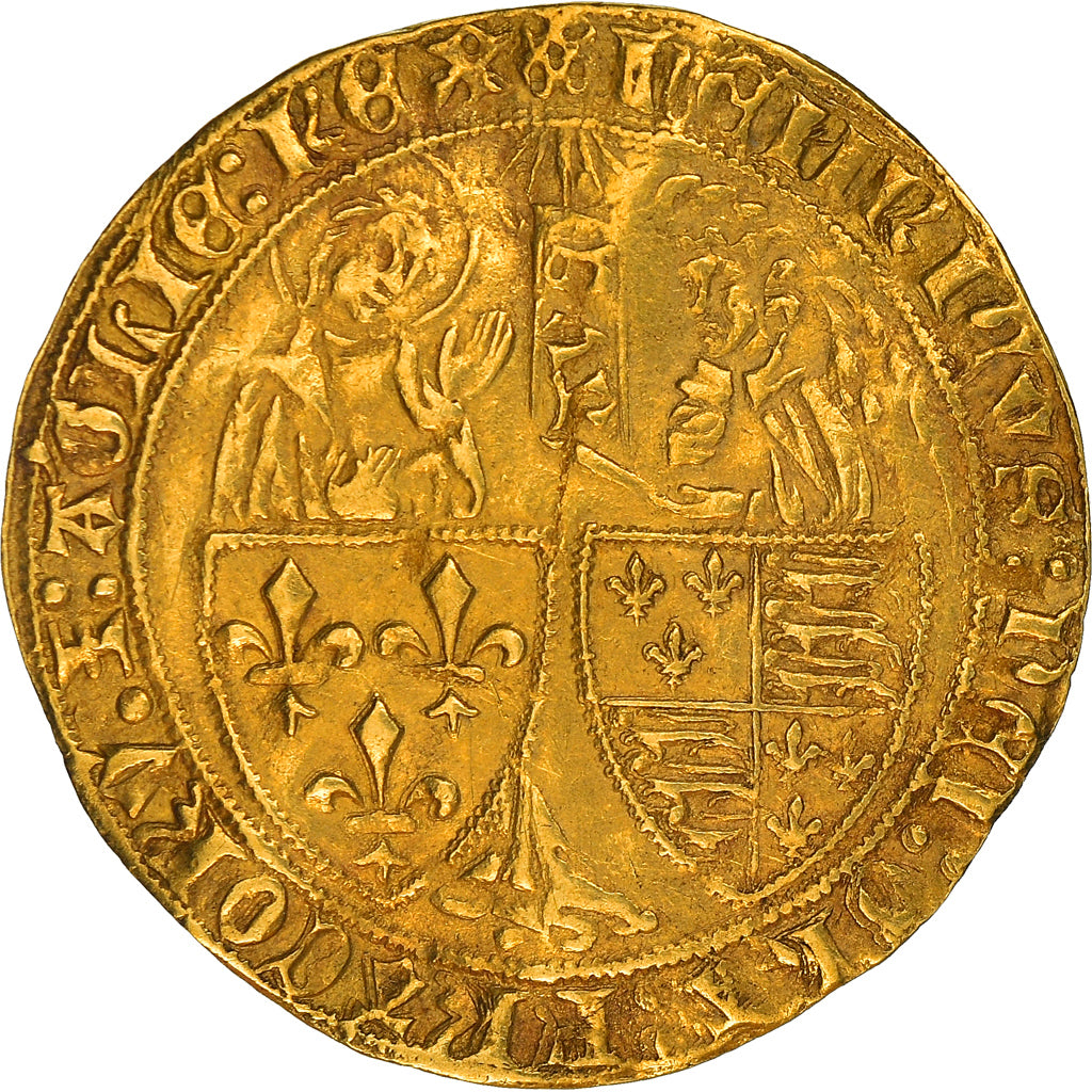 France, Henri VI, Salut d'or, 1423-1453, Auxerre, Or, TTB, Duplessy:443A