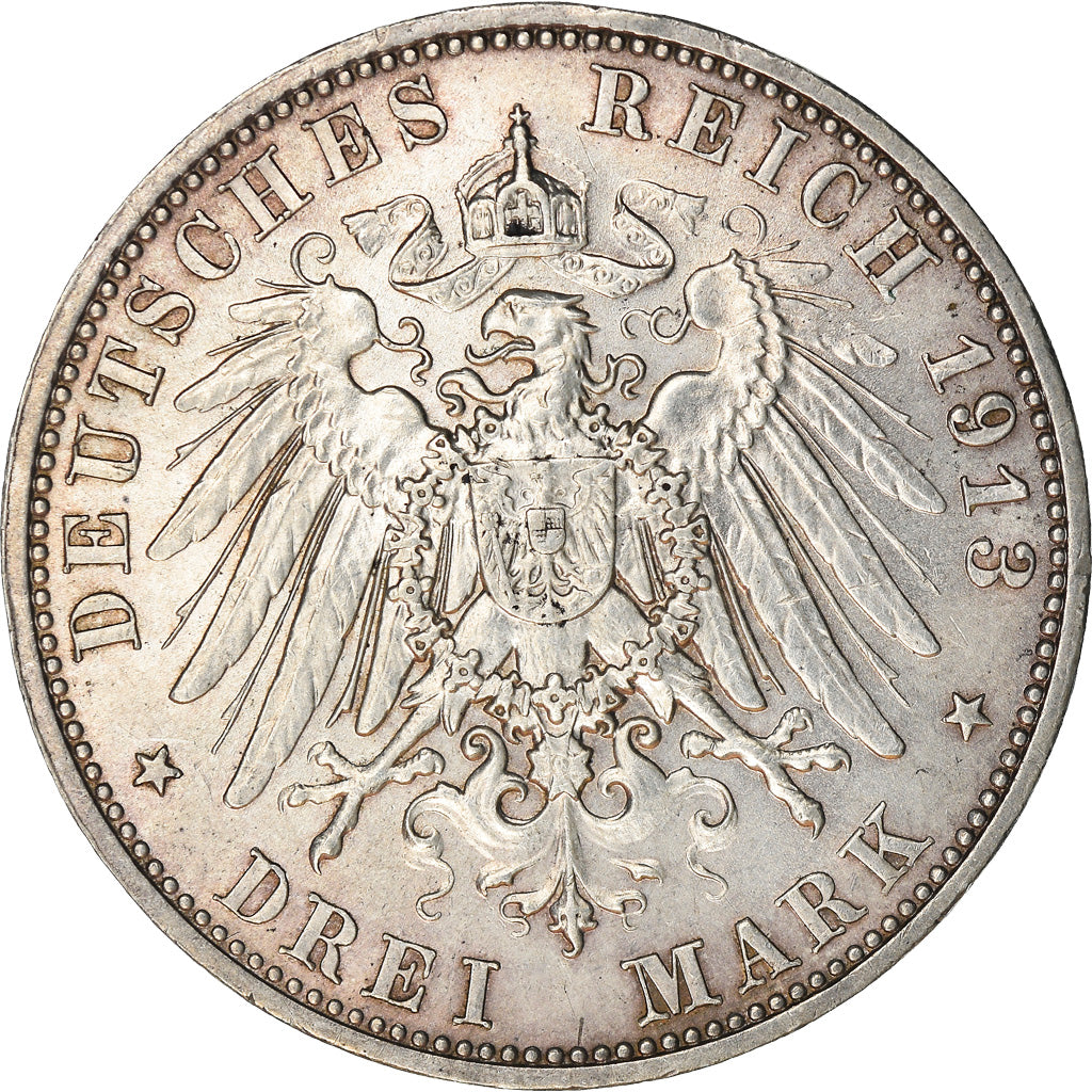 Moneda, Estados alemanes, SAXONY-ALBERTINE, Friedrich August III, 3 Mark, 1913