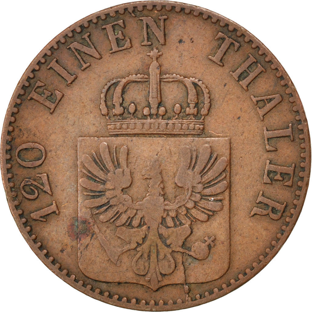 Münze, Deutsch Staaten, PRUSSIA, Wilhelm I, 3 Pfennig, 1863, SS, Kupfer, KM:482