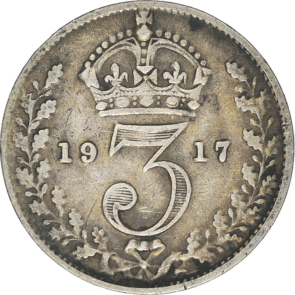 Moneta, Wielka Brytania, George V, 3 Pence, 1917, VF(20-25), Srebro, KM:813