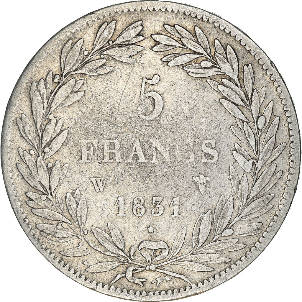 Moneta, Francja, Louis-Philippe, 5 Francs, 1831, Lille, Tranche en relief