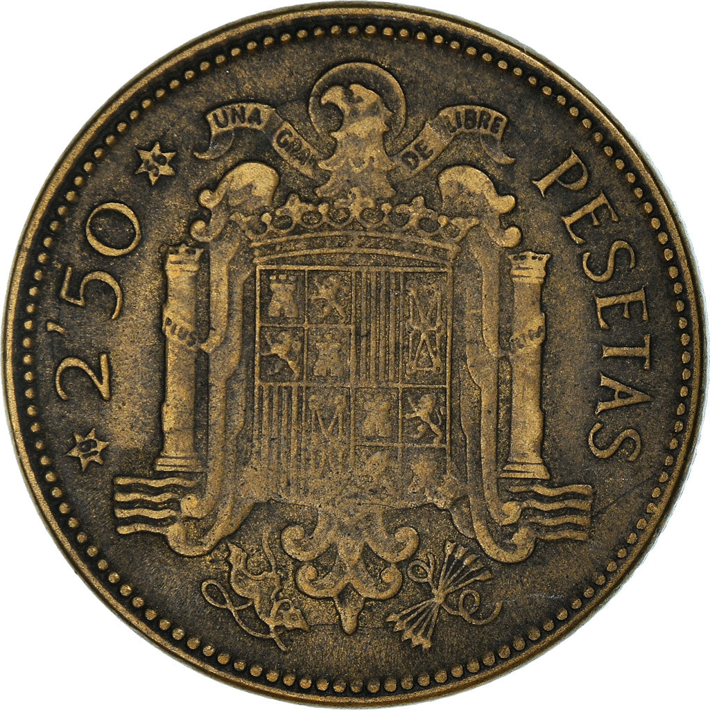Moneda, España, Caudillo and regent, 2-1/2 Pesetas, 1953, BC+, Aluminio -