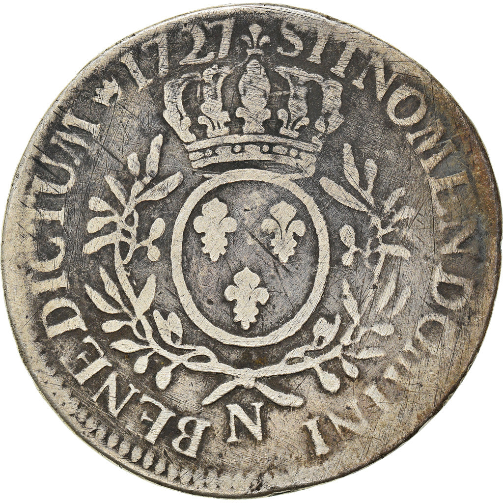 Coin, France, Louis XV, Écu aux branches d'olivier, Ecu, 1727, Montpellier