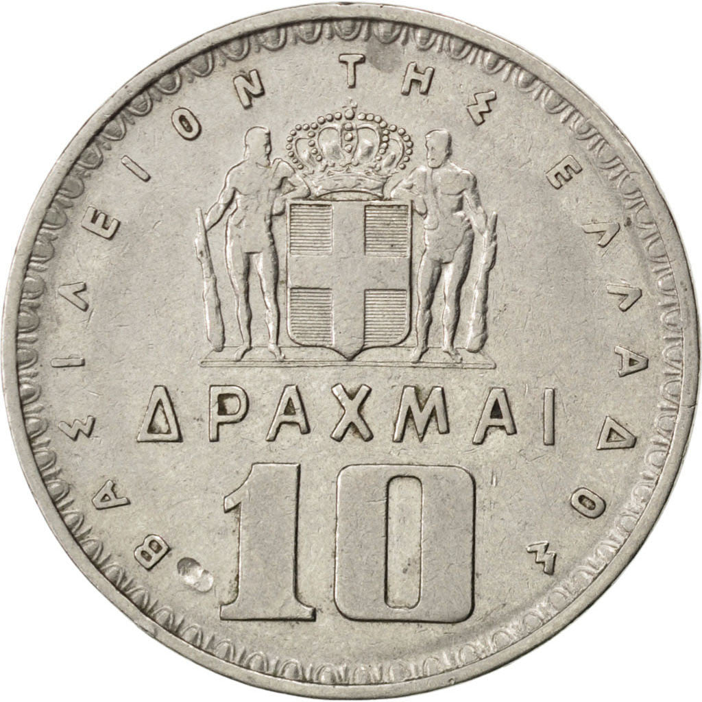 Coin, Greece, Paul I, 10 Drachmai, 1959, EF(40-45), Nickel, KM:84