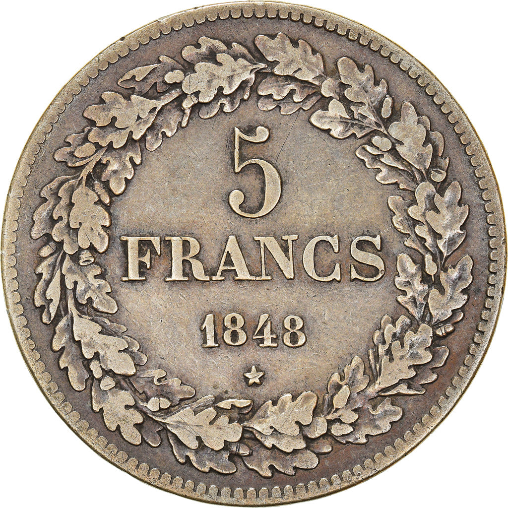 Coin, Belgium, Leopold I, 5 Francs, 5 Frank, 1848, VF(30-35), Silver, KM:3.2