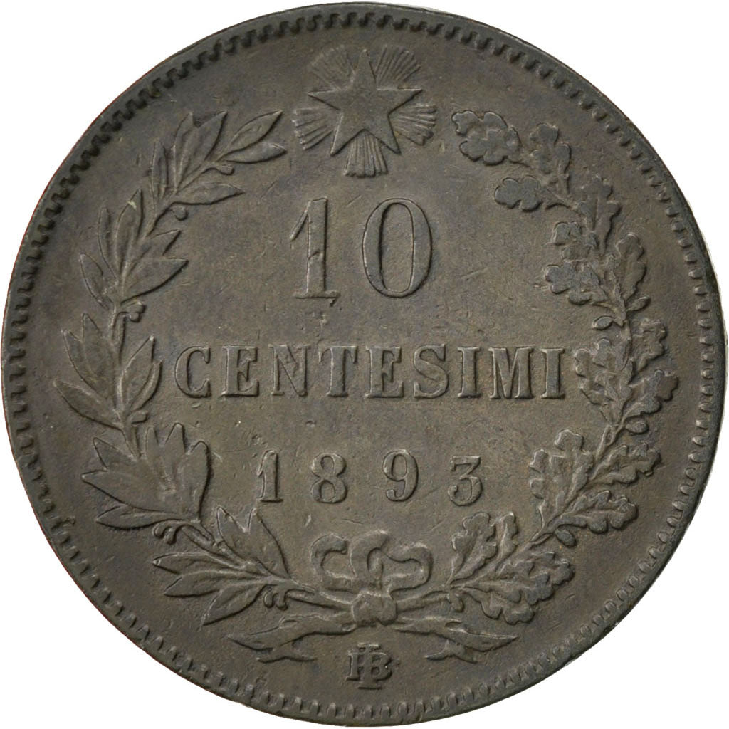 Moneta, Italia, Umberto I, 10 Centesimi, 1893, Birmingham, MB, Rame, KM:27.1