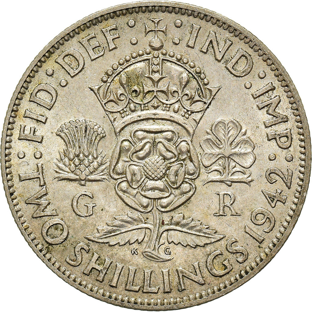 Monnaie, Grande-Bretagne, George VI, Florin, Two Shillings, 1942, TTB+, Argent