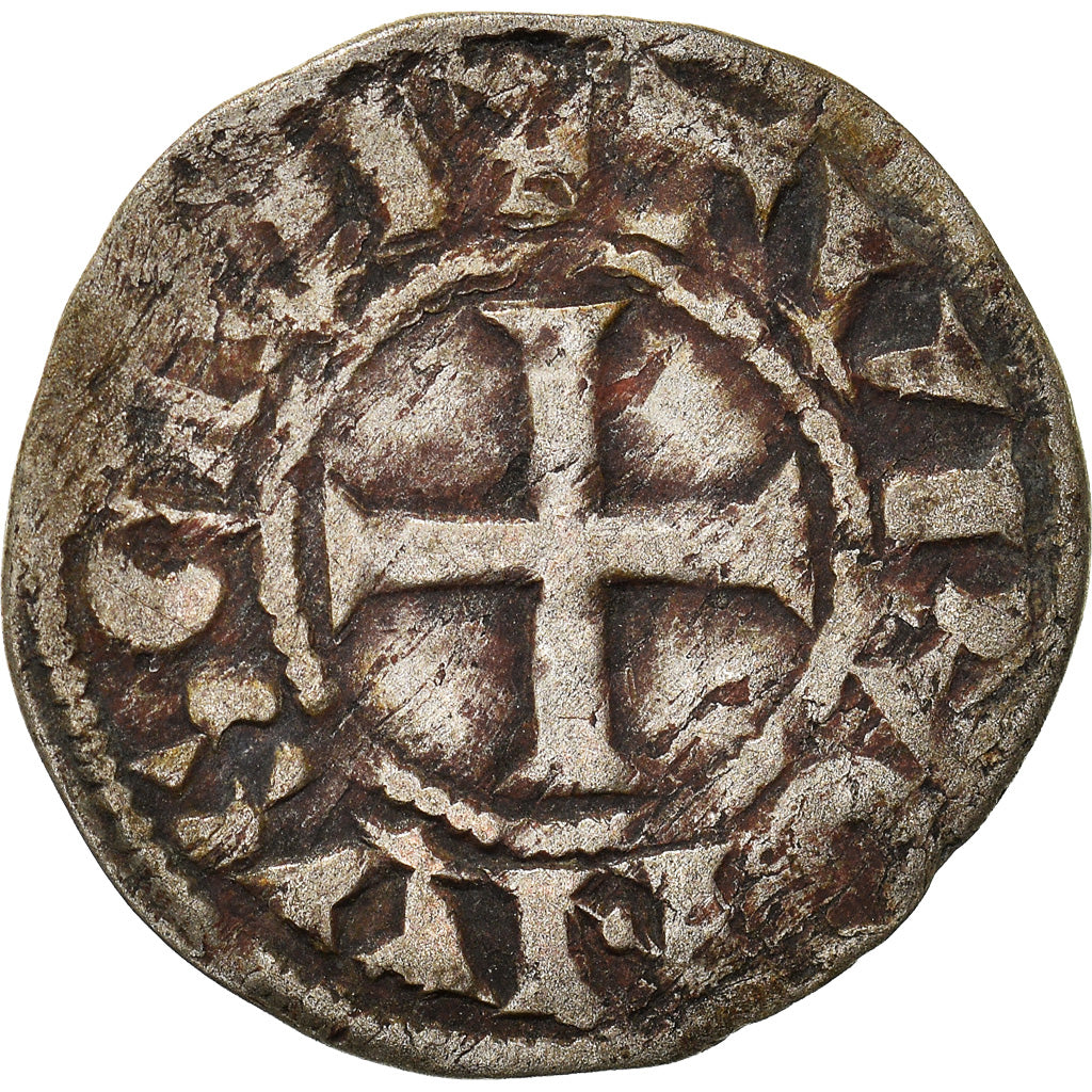 Moneda, Francia, Touraine, Denier, 1150-1200, Saint-Martin de Tours, BC+, Plata