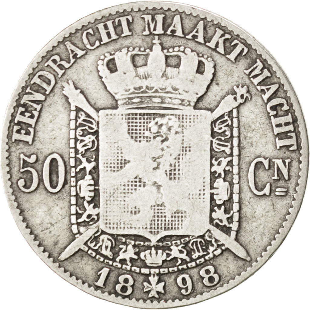 Münze, Belgien, Leopold II, 50 Centimes, 1898, S, Silber, KM:27
