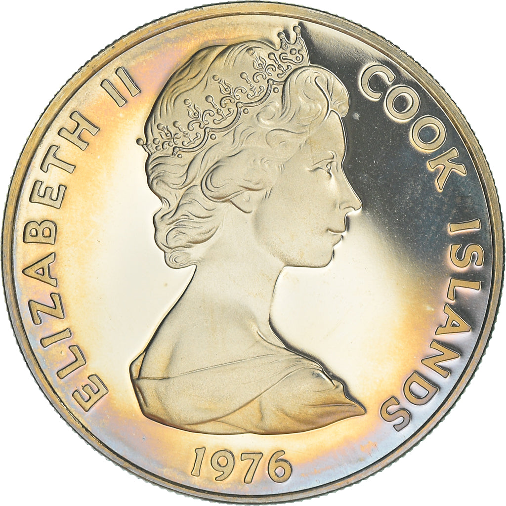 Moeda, Ilhas Cook, Elizabeth II, 10 Cents, 1976, Franklin Mint, USA, Proof