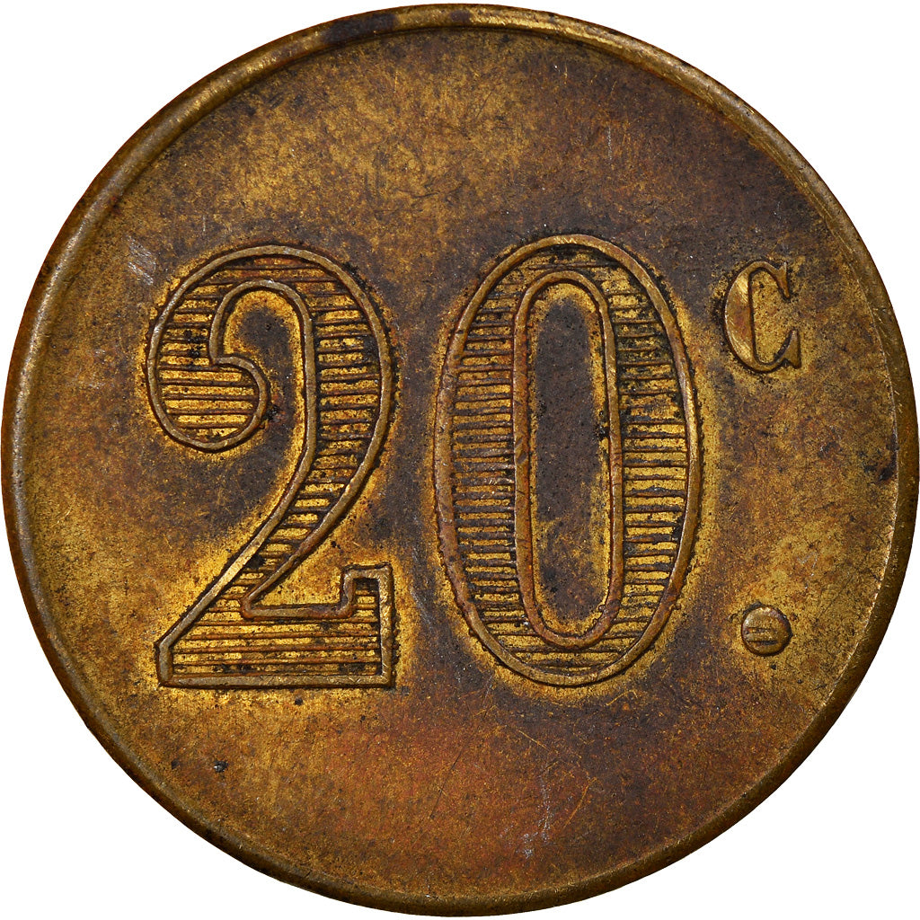 Francia, Token, 20 Centimes à Consommer, MBC, Cobre