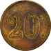 Francia, Token, 20 Centimes à Consommer, MBC, Cobre