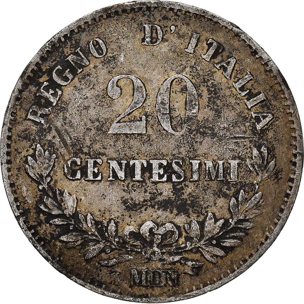 Moneta, Italia, Vittorio Emanuele II, 20 Centesimi, 1863, Milan, BB, Argento