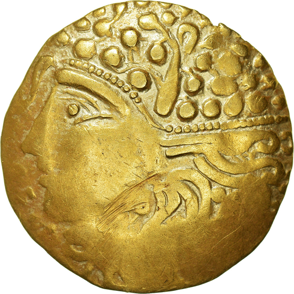 Munten, Aulerques Éburovices, Hemistater scyphate, 60 BC, Wolf, ZF, Goud