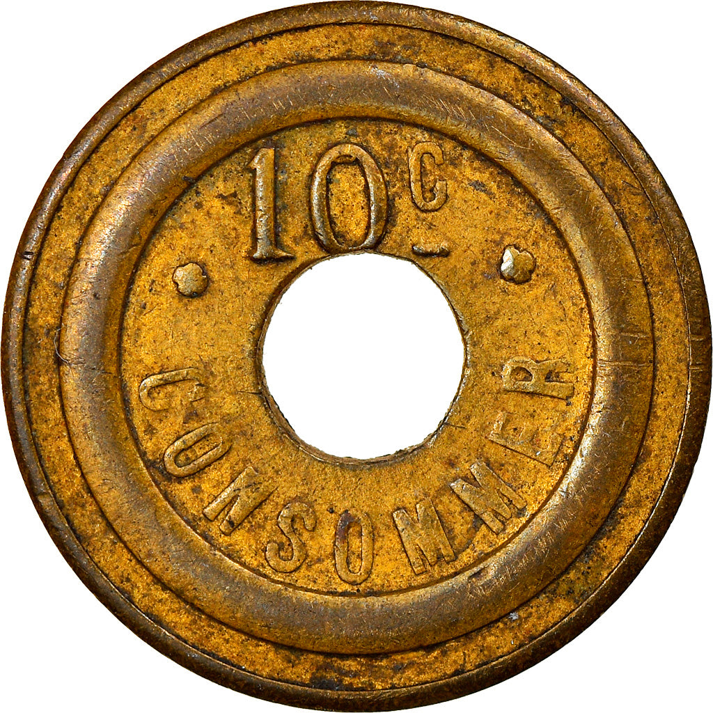 France, Token, 10 Centimes à Consommer, VF(30-35), Copper