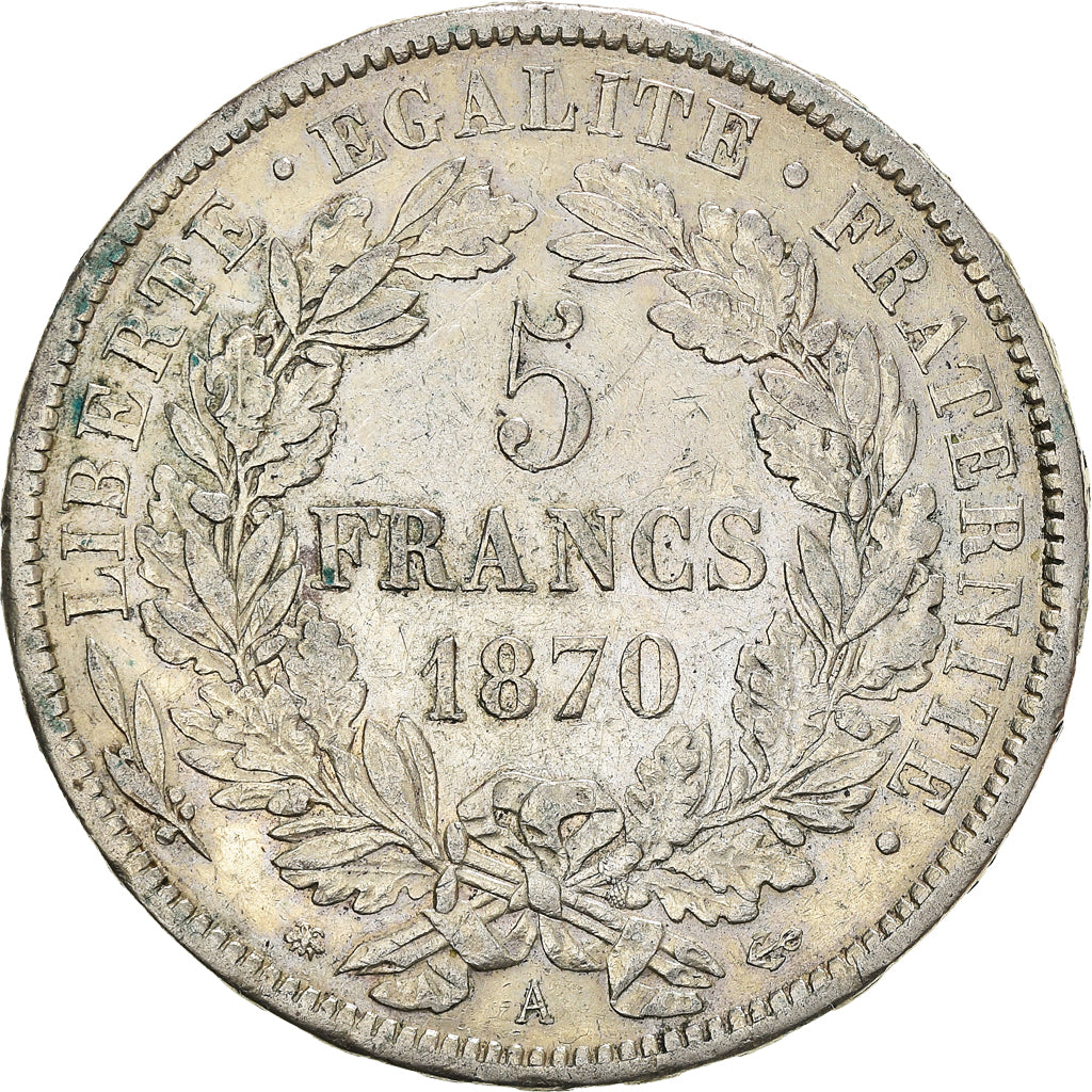 Moneta, Francja, Cérès, 5 Francs, 1870, Paris, EF(40-45), Srebro, KM:819
