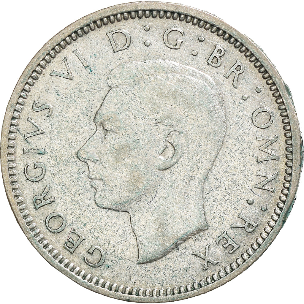 Moneda, Gran Bretaña, George VI, 6 Pence, 1942, MBC, Plata, KM:852