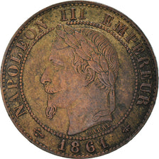 Moneta, Francia, Napoleon III, Centime, 1861, Paris, BB, Bronzo, KM:795.1