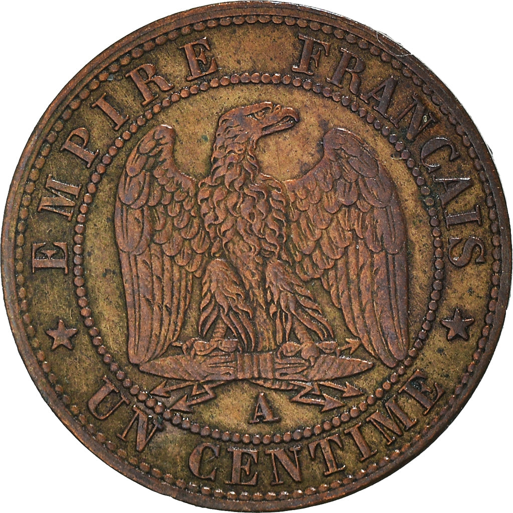 Moneta, Francia, Napoleon III, Centime, 1861, Paris, BB, Bronzo, KM:795.1
