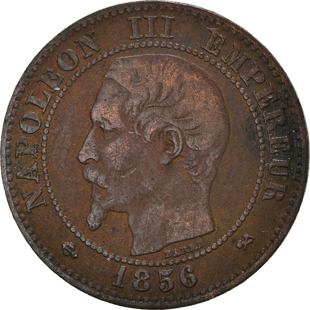 Moneta, Francja, Napoleon III, 2 Centimes, 1856, Rouen, VF(30-35), Brązowy