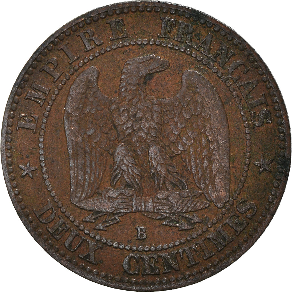 Moneta, Francja, Napoleon III, 2 Centimes, 1856, Rouen, VF(30-35), Brązowy