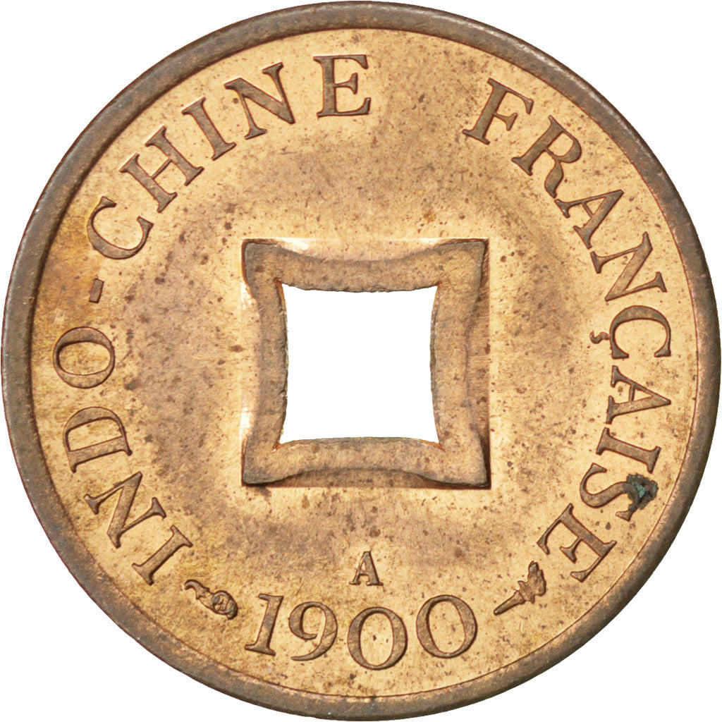 Moneta, Indocina francese, 2 Sapeque, 1900, Paris, SPL-, Bronzo, KM:6