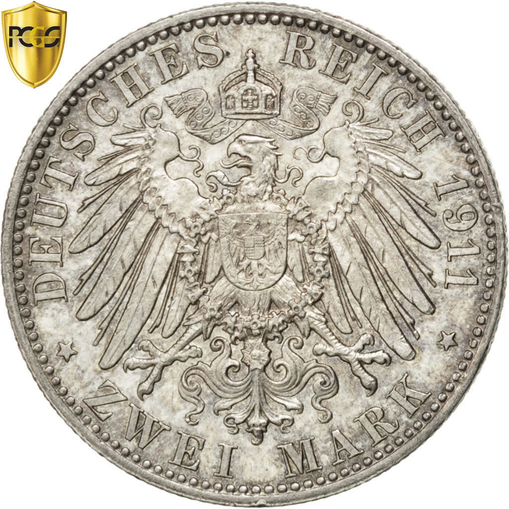Royaume de Bavière, Otto, 2 Mark, 1911, Munich, Argent, PCGS, MS62, KM:997