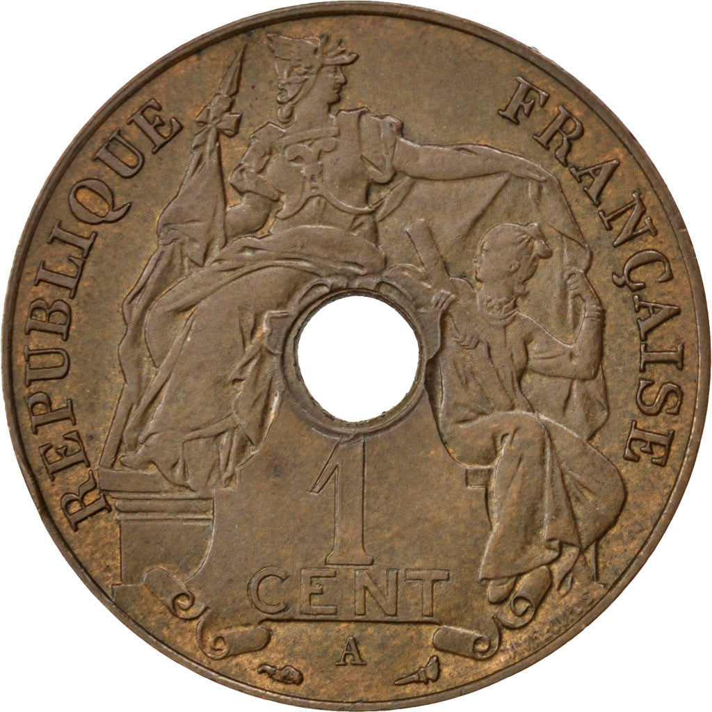 Coin, French Indochina, Cent, 1909, Paris, AU(55-58), Bronze, KM:12.1