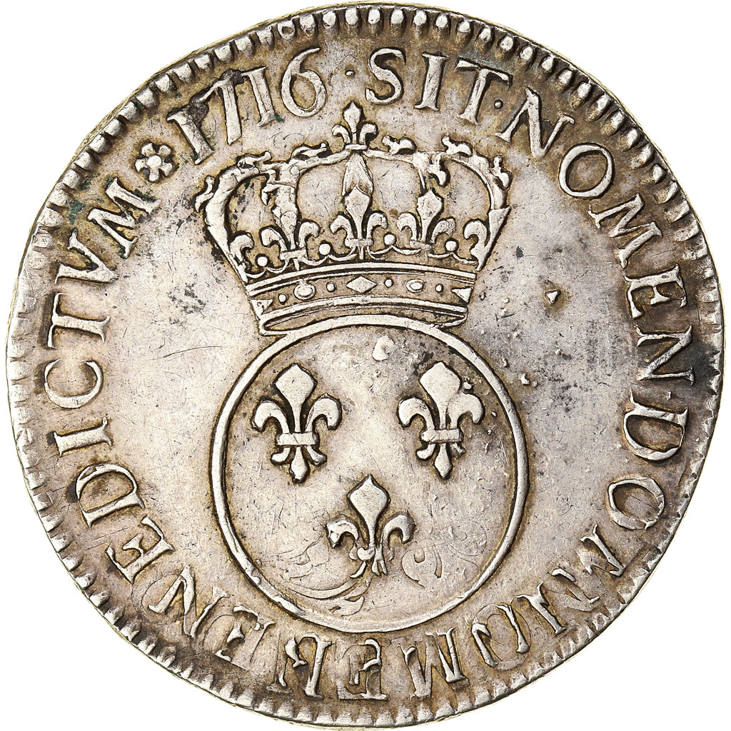Coin, France, Louis XV, Écu Vertugadin, Ecu, 1716, Aix, VF(30-35), Silver