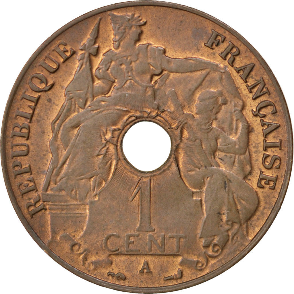 Moneta, Indocina francese, Cent, 1918, Paris, SPL-, Bronzo, KM:12.1, Lecompte:78