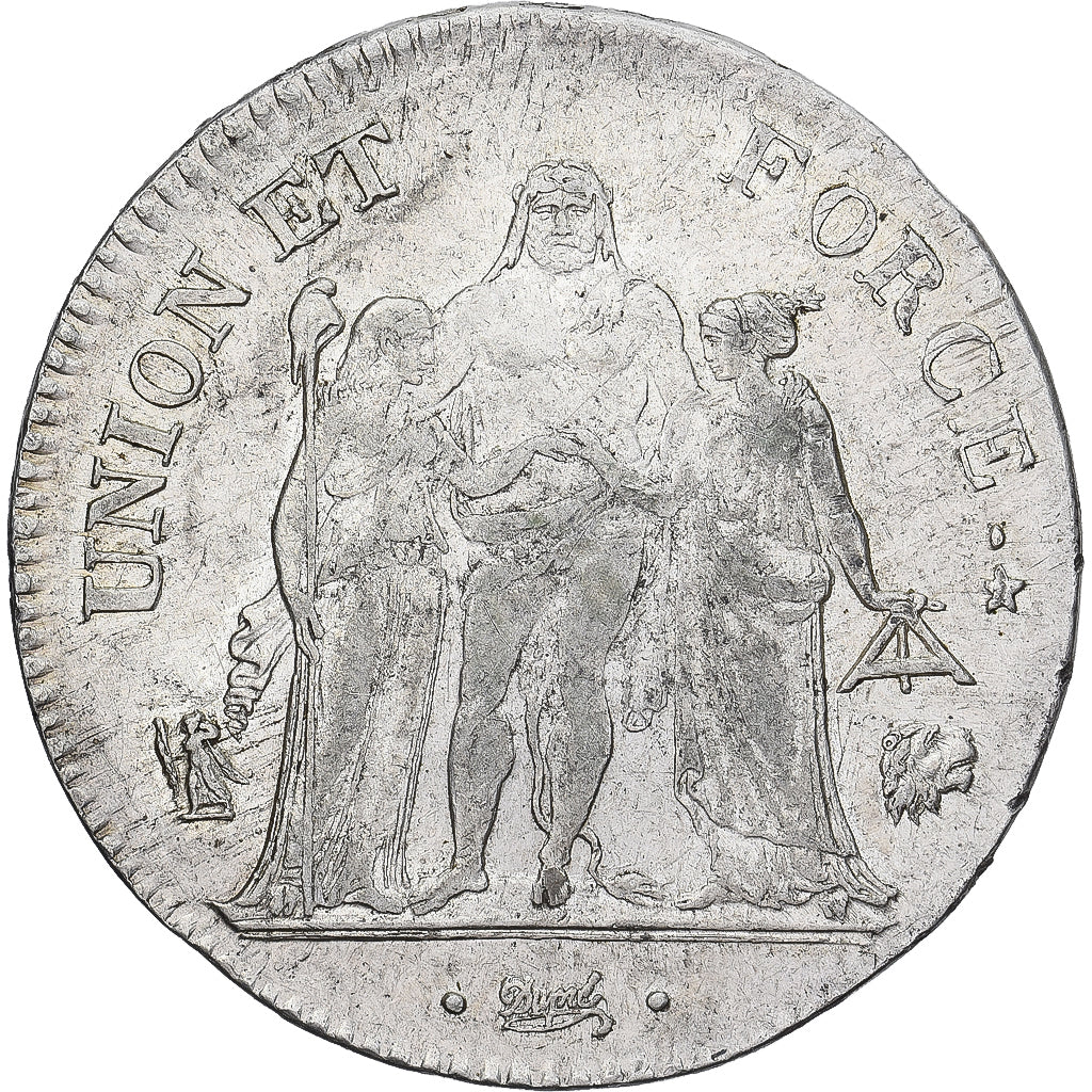 Moneda, Francia, Union et Force, 5 Francs, An 6/5, Bayonne, MBC+, Plata