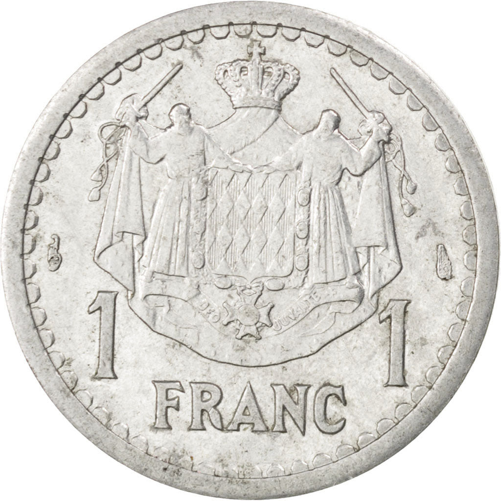 Coin, Monaco, Louis II, Franc, 1943, EF(40-45), Aluminum, KM:120, Gadoury:131