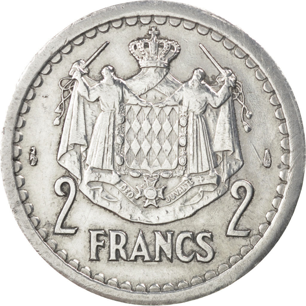 Moneta, Monaco, Louis II, 2 Francs, 1943, MB+, Alluminio, KM:121, Gadoury:133