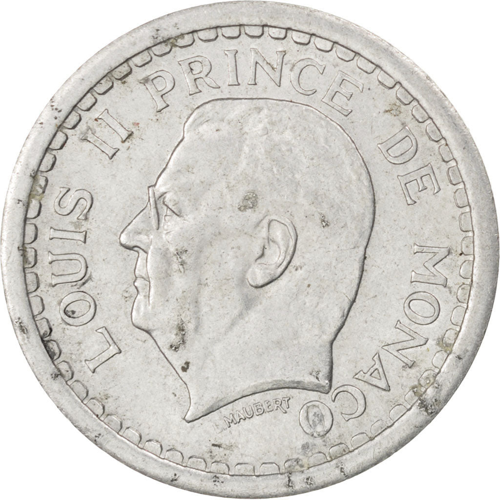 Moneta, Monaco, Louis II, 2 Francs, 1943, BB, Alluminio, KM:121, Gadoury:133