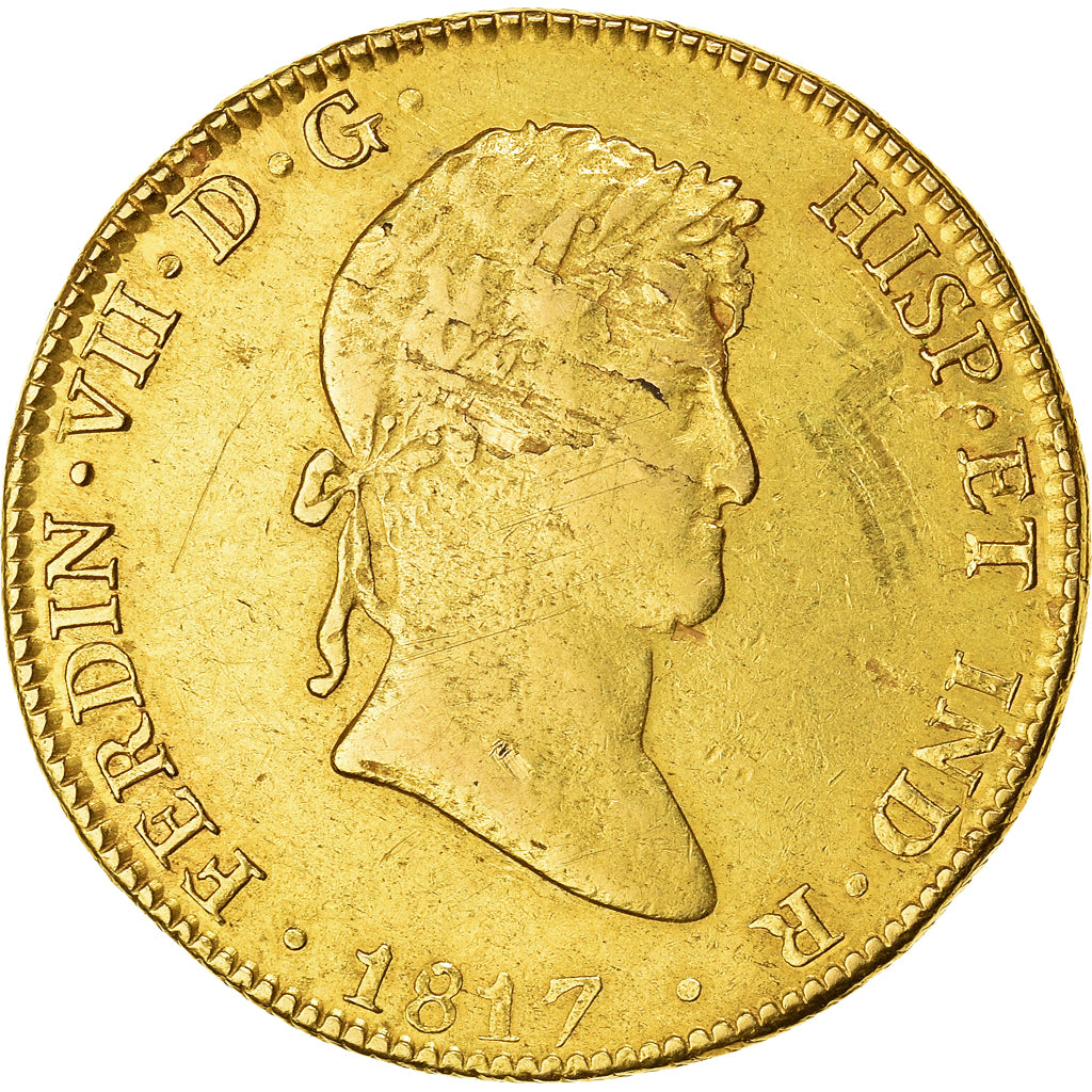 Moneda, Perú, 8 Escudos, 1817, Lima, MBC, Oro, KM:129.1