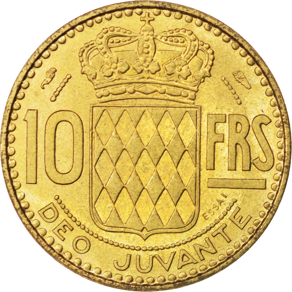 Coin, Monaco, 10 Francs, 1950, MS(60-62), Cupro-Aluminium, KM:E24, Gadoury:139