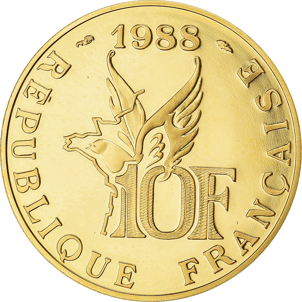 France, 10 Francs, Roland Garros, 1988, Paris, Or, FDC, KM:965c