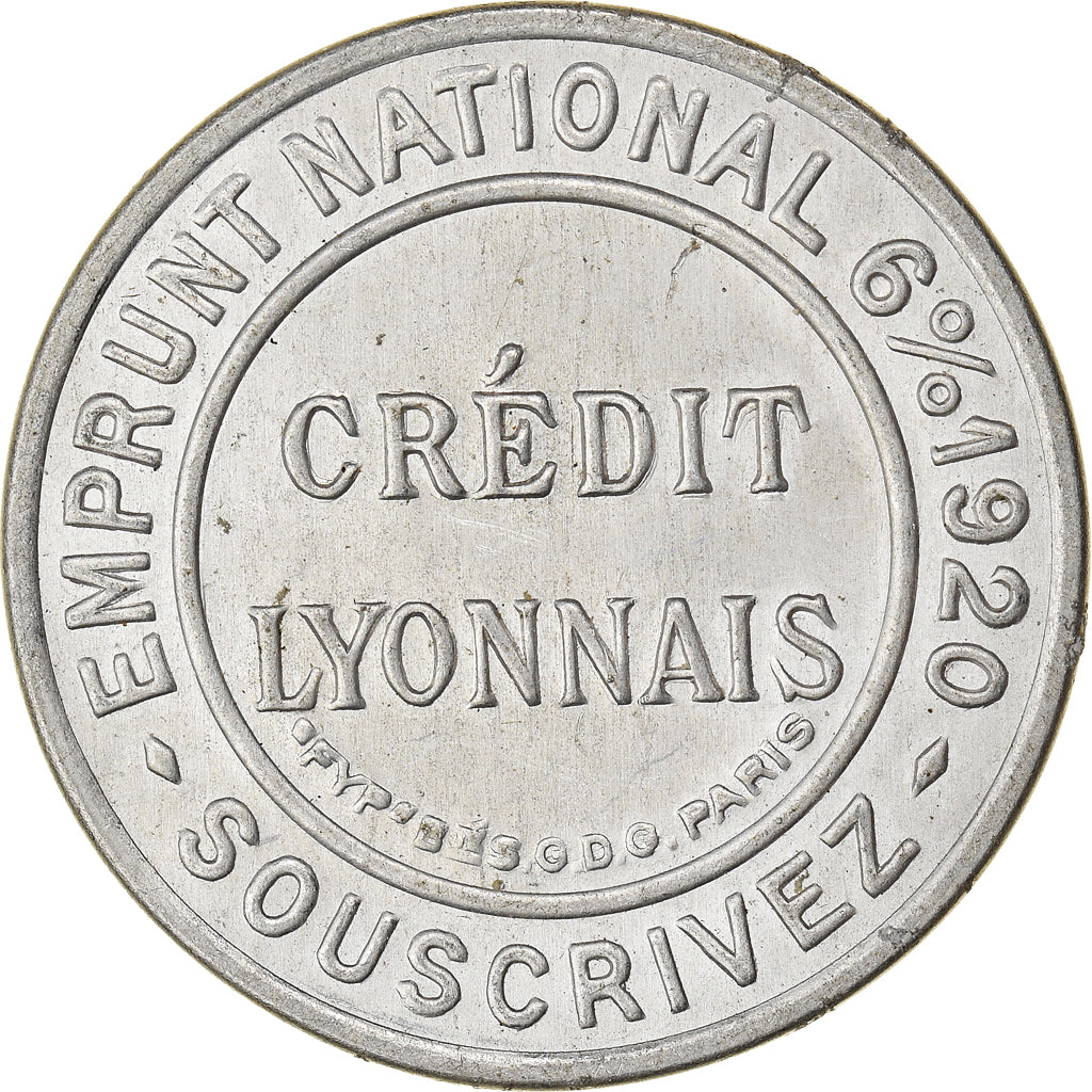 Coin, France, Credit Lyonnais, 5 Centimes, 1920, Timbre-Monnaie, AU(50-53)