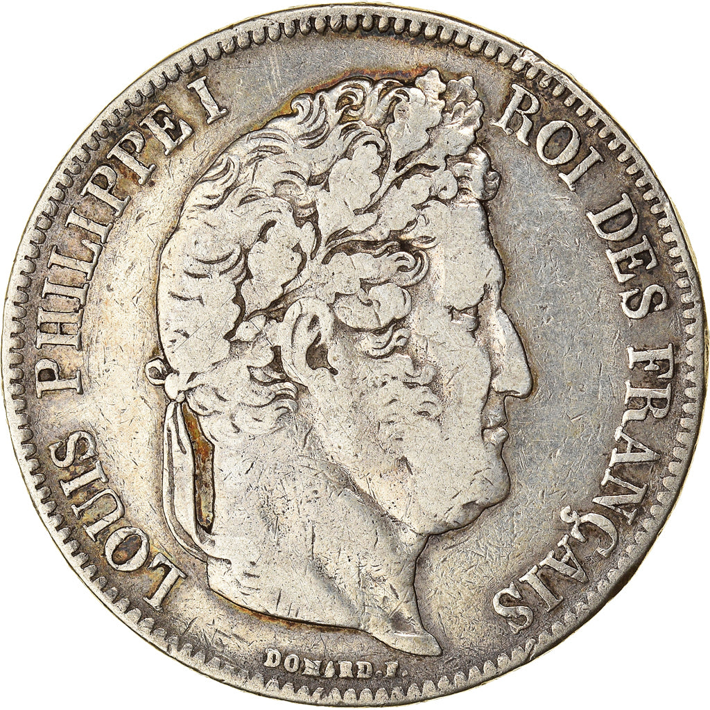 Moneta, Francia, Louis-Philippe, 5 Francs, 1832, Lyon, MB, Argento, KM:749.4