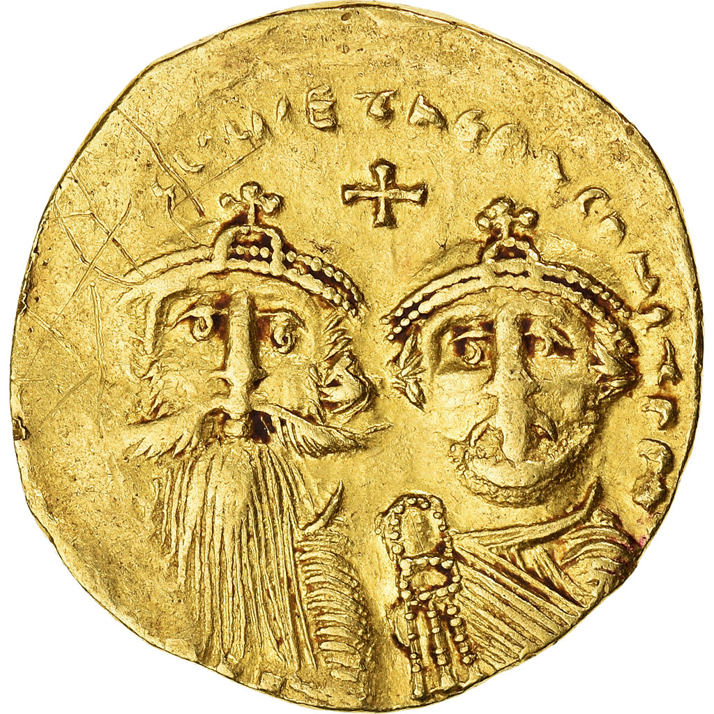 Heraclius & Heraclius Constantin, Solidus, 613-641, Constantinople, Oro, MBC