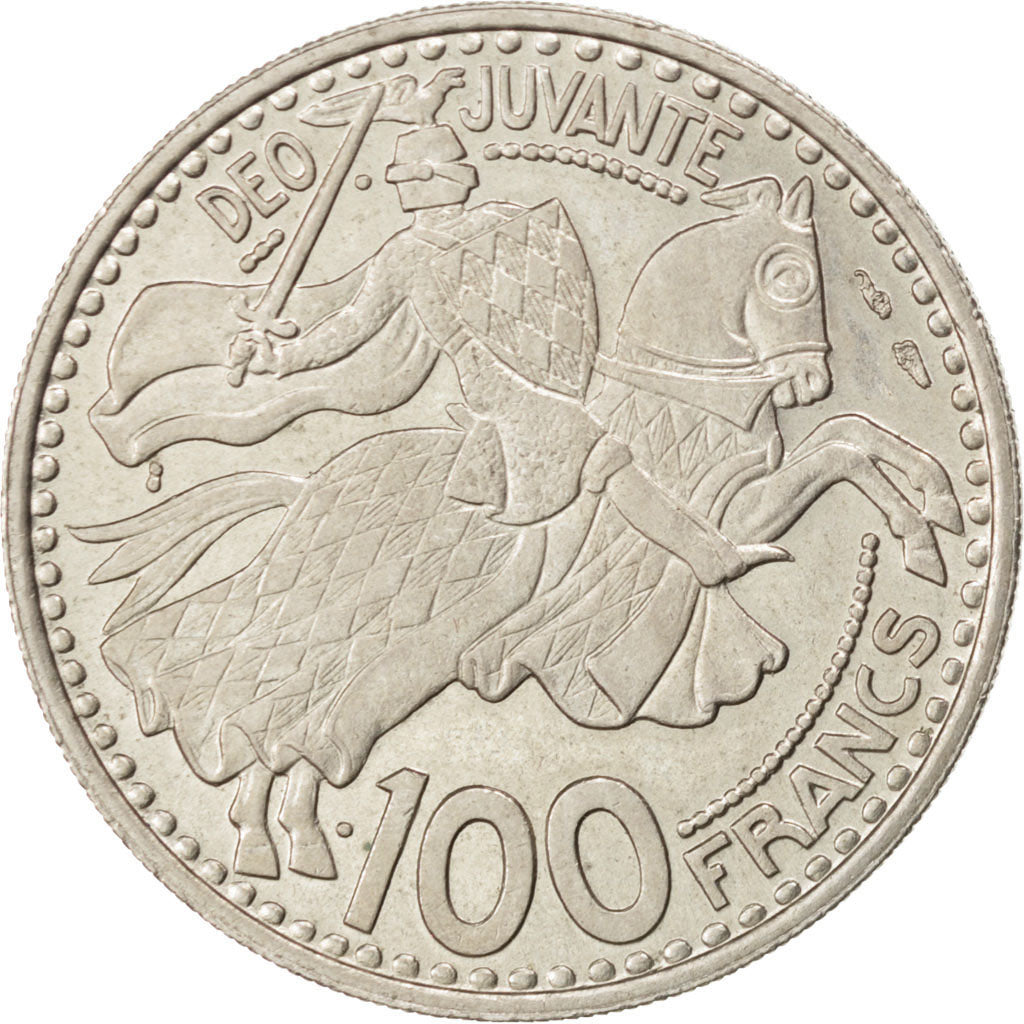 Coin, Monaco, Rainier III, 100 Francs, Cent, 1950, AU(50-53), Copper-nickel