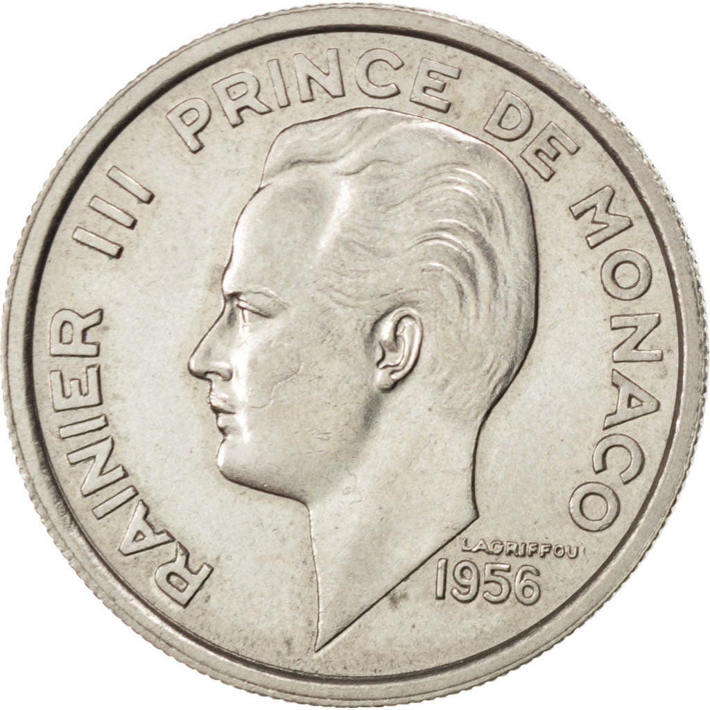Coin, Monaco, Rainier III, 100 Francs, Cent, 1956, AU(50-53), Copper-nickel