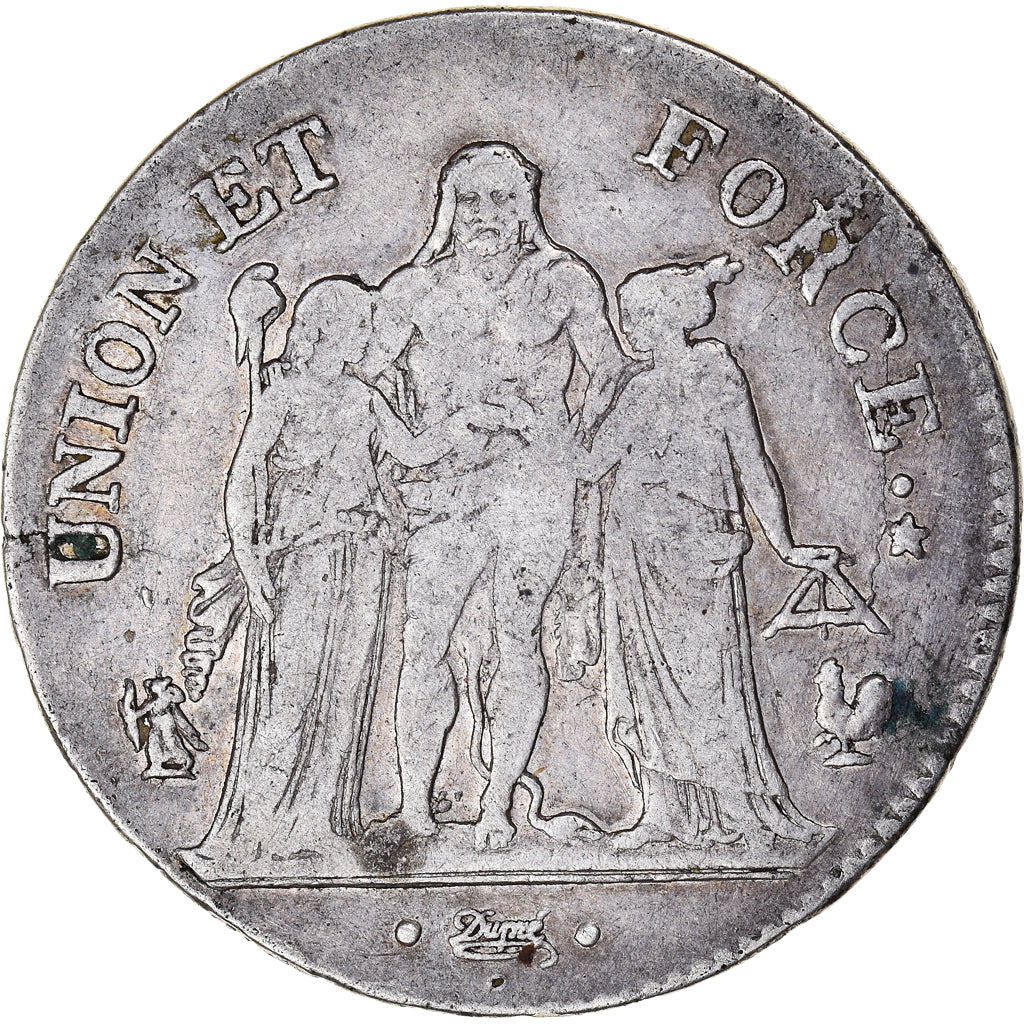 Monnaie, France, Union et Force, 5 Francs, AN 8, Paris, TTB, Argent