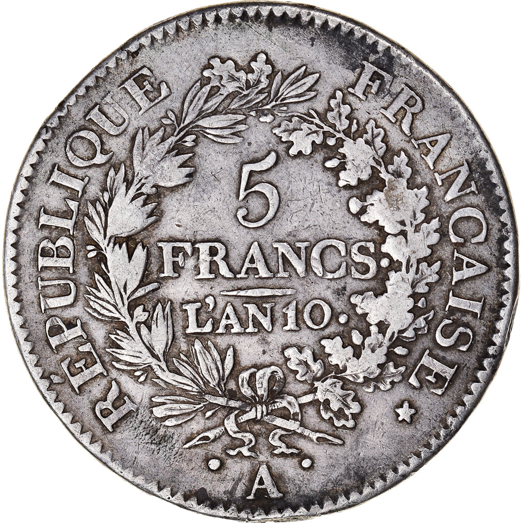 Coin, France, Union et Force, 5 Francs, An 10, Paris, EF(40-45), Silver