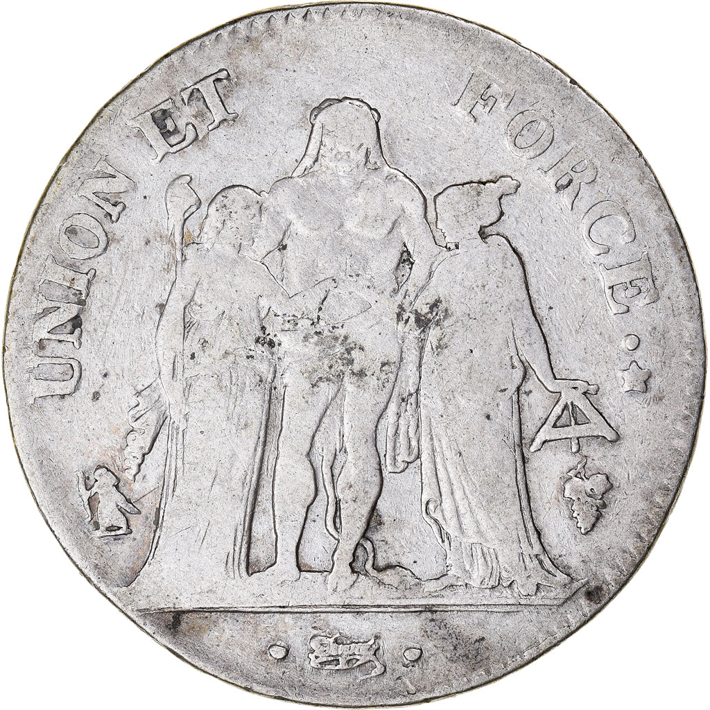 Monnaie, France, Union et Force, 5 Francs, AN 7, Perpignan, TB+, Argent