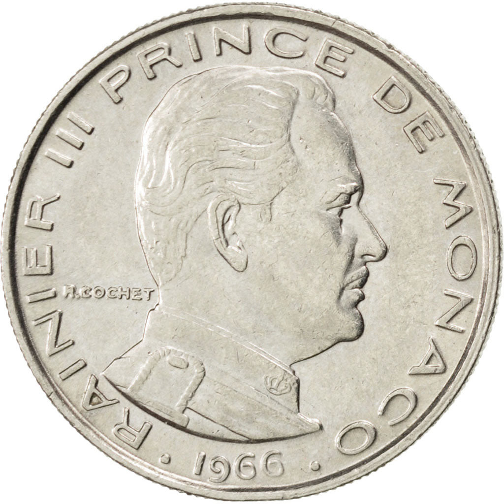 Coin, Monaco, Rainier III, Franc, 1966, AU(55-58), Nickel, KM:140, Gadoury:150