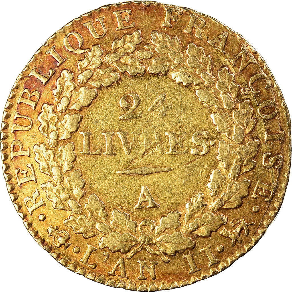 Frankrijk, 24 livres Convention, 1793, Paris, Goud, ZF, Gadoury:62