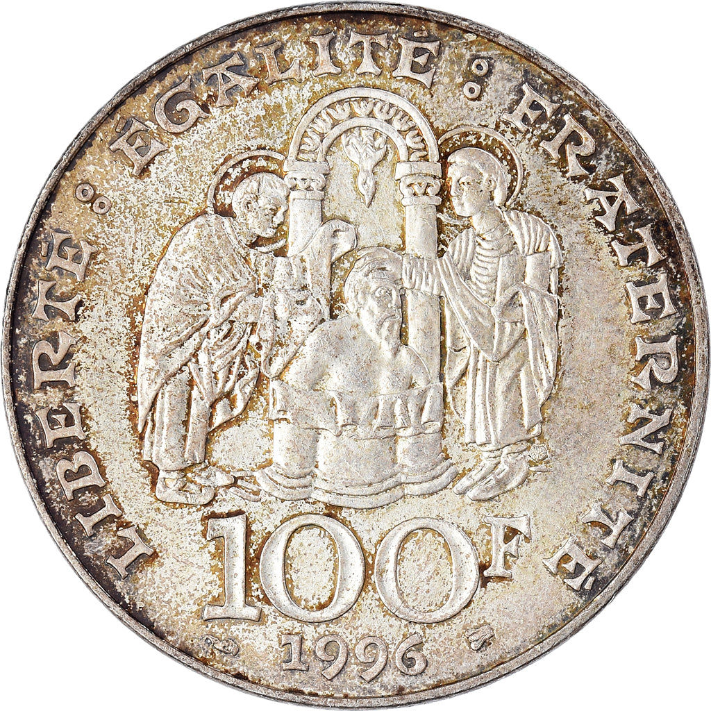 Munten, Frankrijk, Clovis, 100 Francs, 1996, PR, Zilver, KM:1180, Gadoury:953