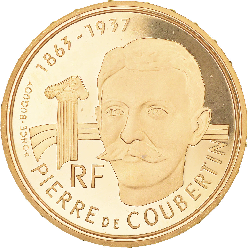France, 500 Francs, 1992 Olympics, Albertville, Pierre de Coubertin, 1991
