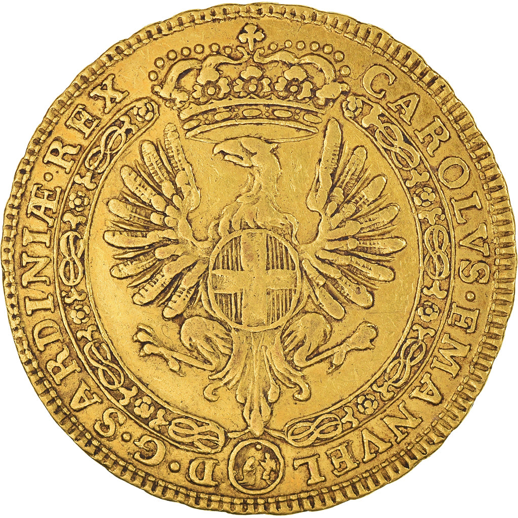 Kingdom of Sardinia, Carlo Emanuele III, 4 Zecchini, 1745, Torino, Dourado